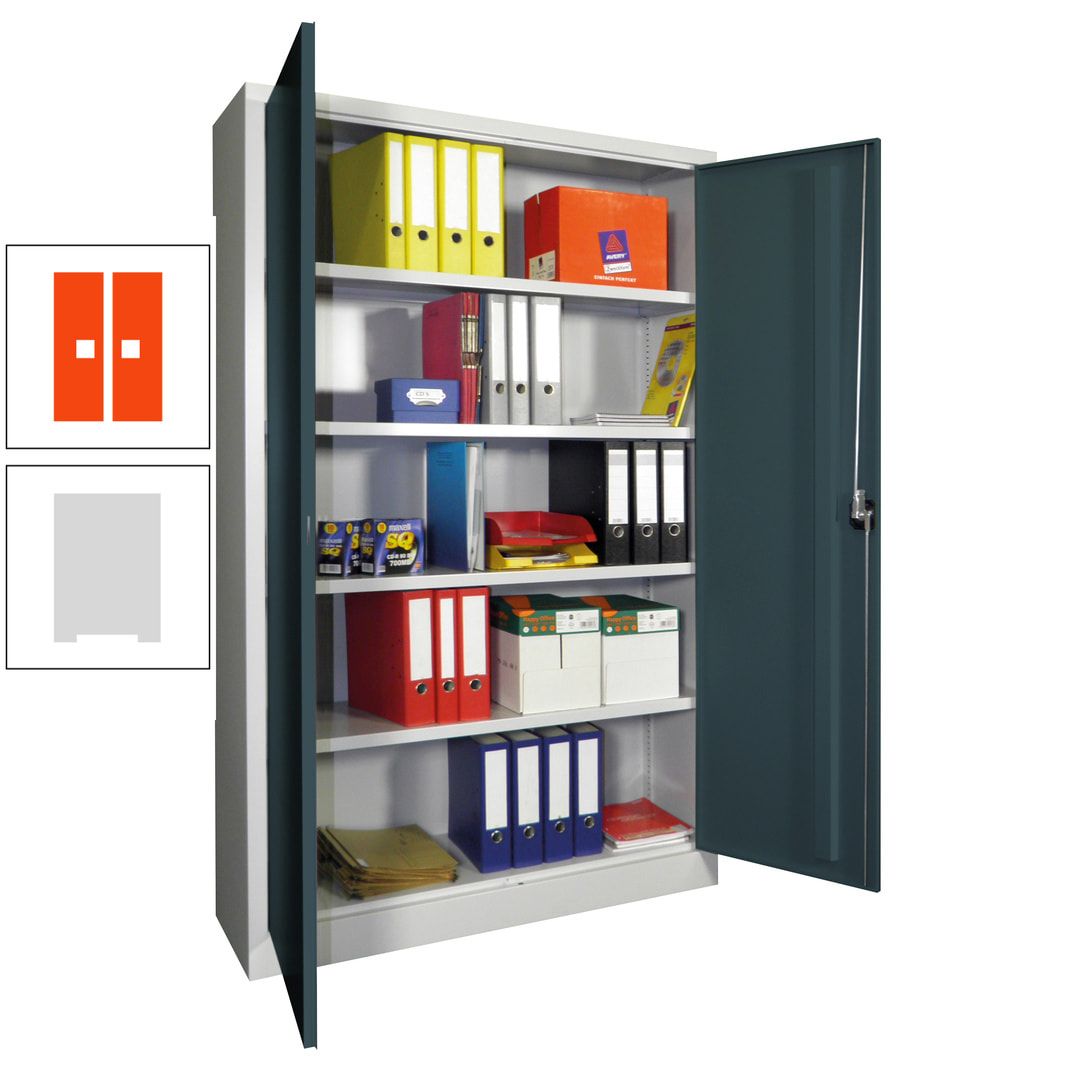 Aktenschrank - Vollblechtüren - 1.950x1.200x400 mm (HxBxT) - 4 Einlegeböden verzinkt - Zylinderschloss - anthrazitgrau