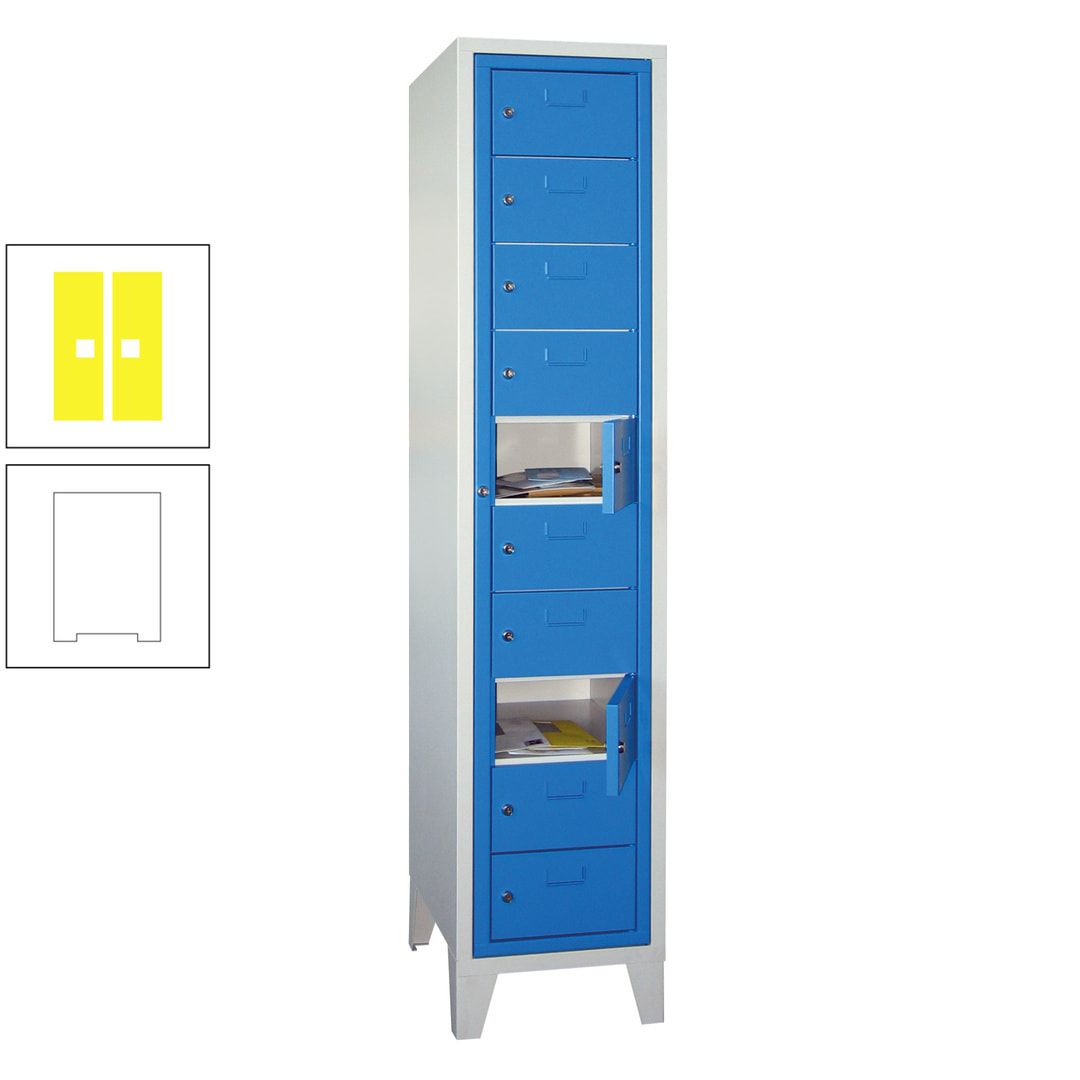 Schließfachschrank - Wäscheausgabeschrank - 10 Fächer a 315 mm - 1.850x400x500 mm (HxBxT) - Füße - Zylinderschloss - anthrazitgrau