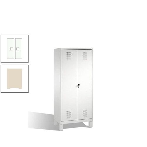 Doppel-Spind, Doppeltüren, Garderobenschrank mit Füßen, 2 Abteile a 400 mm, Korpus anthrazitgrau, Tür anthrazitgrau, 1.850 x 800 x 500 mm (HxBxT)