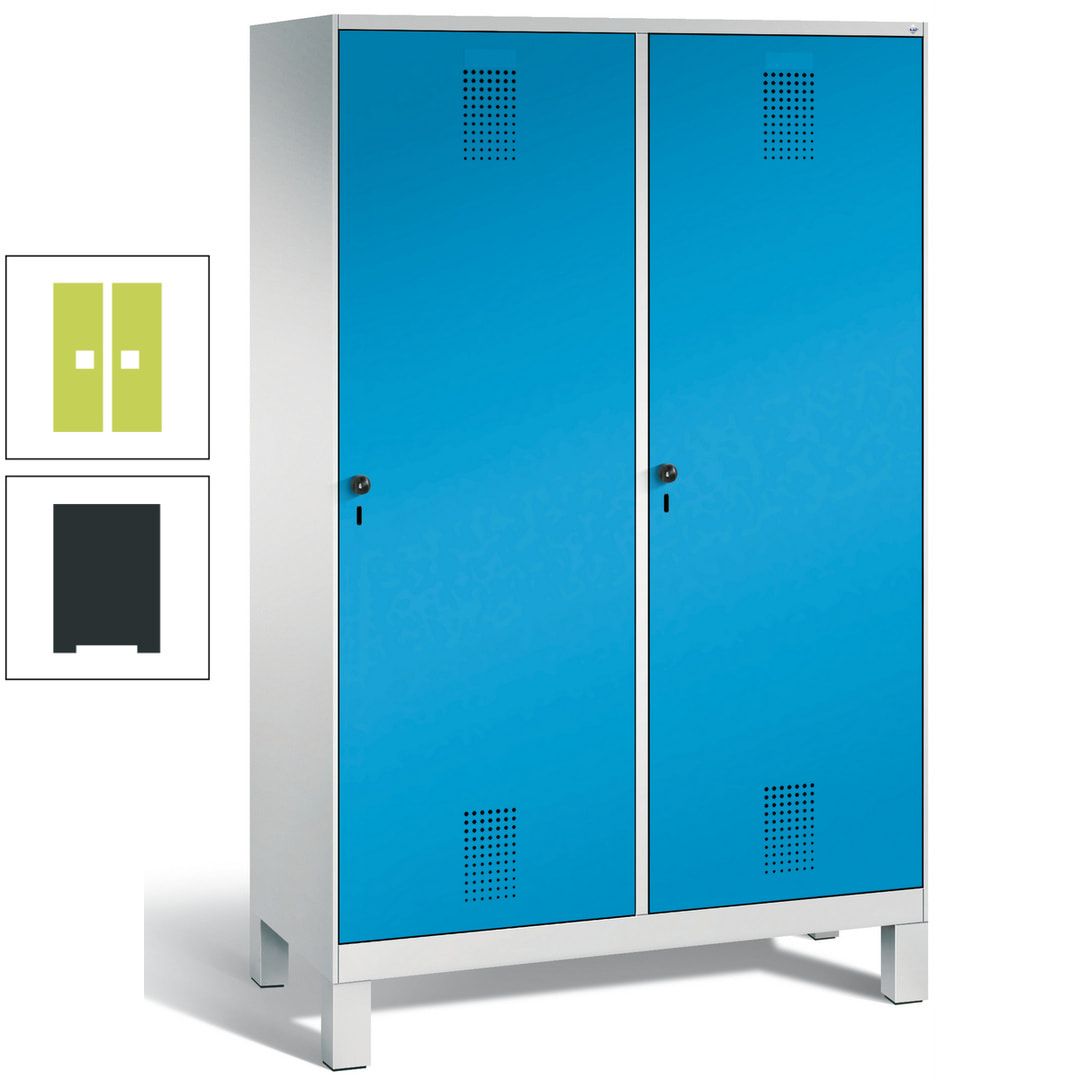 Doppel-Spind, Garderobenschrank, 2 Türen für 4 Abteile a 300 mm, Korpus anthrazitgrau, Türen anthrazitgrau, 1.850 x 1.200 x 500 mm (HxBxT)