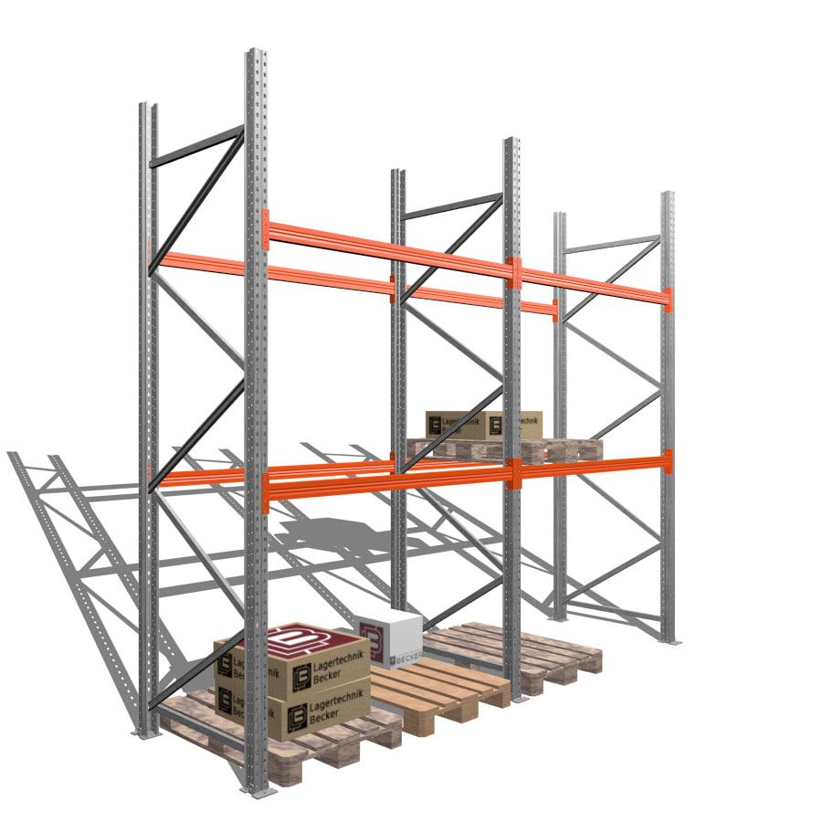 Palettenregal, Schwerlastregal - Fachlast 2,0 t - (HxBxT) 3.500 x 4.000 x 1.100 mm - 2 Felder