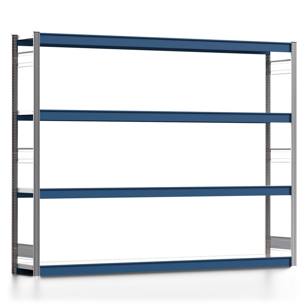 Weitspannregal EMIL - 2.000 x 2.570 x 400 mm (HxBxT) - Fachlast 400 kg - Anbauregal - Stahlfachböden - Lagerregal