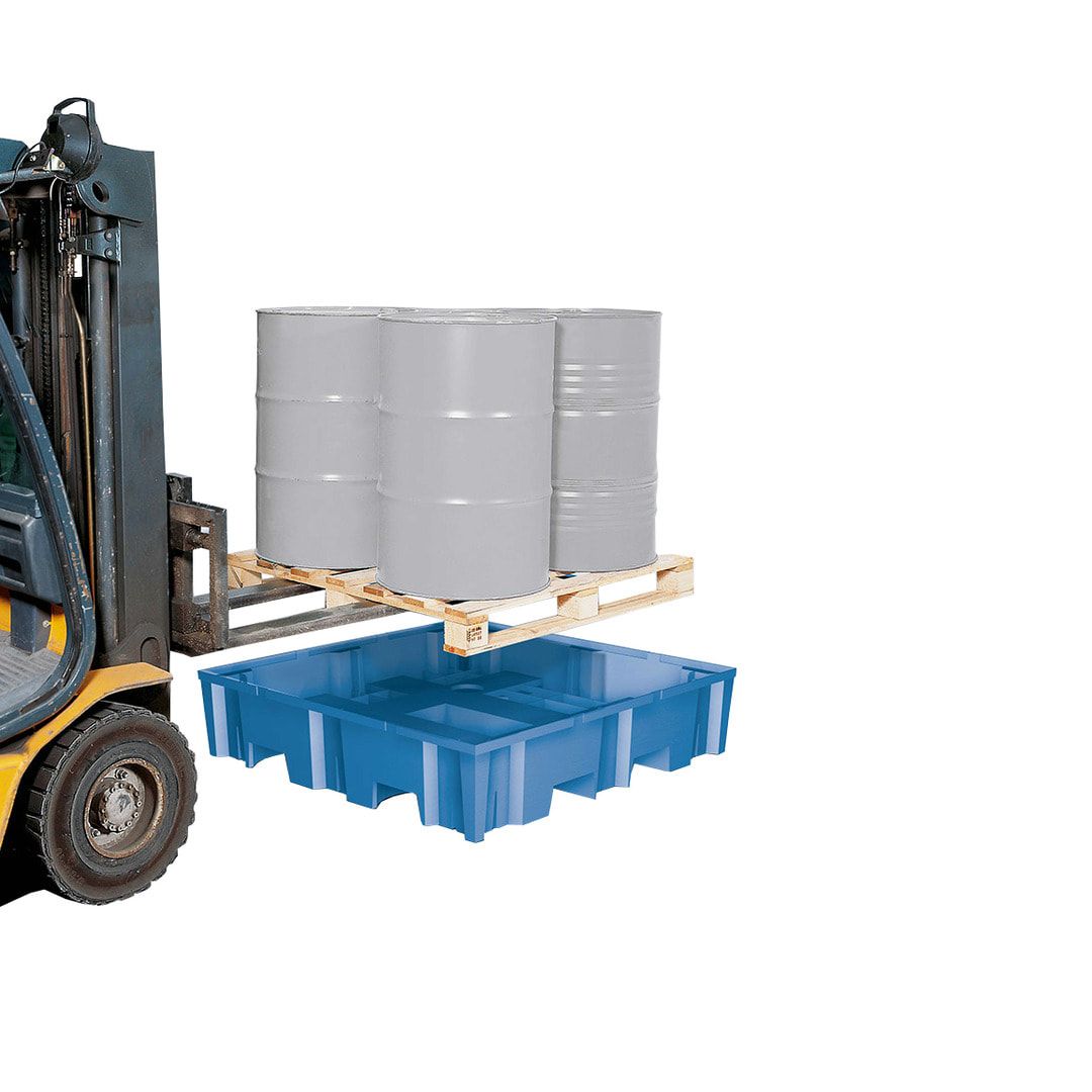 PE-Auffangwanne - 255 l - Einfahrtaschen - Traglast 950 kg - 270 x 1.240 x 1.240 mm (HxBxT)