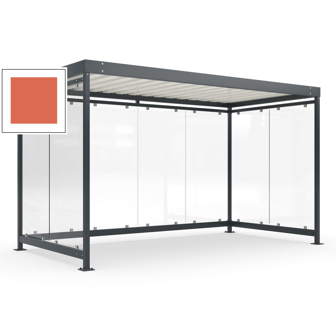 Fahrradunterstand, Fahrgastunterstand, Bushaltestelle, Bausatz, 12-13 Personen, 2.510 x 4.195 x 2.165 mm (HxBxT), 8 Wände, Achatgrau