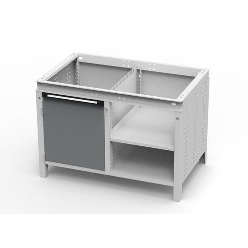 OTTOKIND Werkbank - bündige Arbeitsplatte - 850 x 1.150 x 750 mm (HxBxT) - Schrank - 2 Ablageböden - lichtgrau