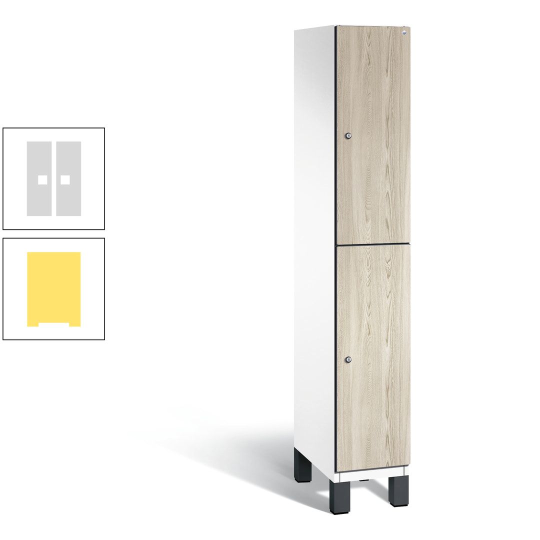 Fächerschrank, Garderobenschrank, mit Füßen, 1 Abteile, 1.980 x 300 x 525 mm (HxBxT), Korpus anthrazitgrau, Tür Donau-Ahorn