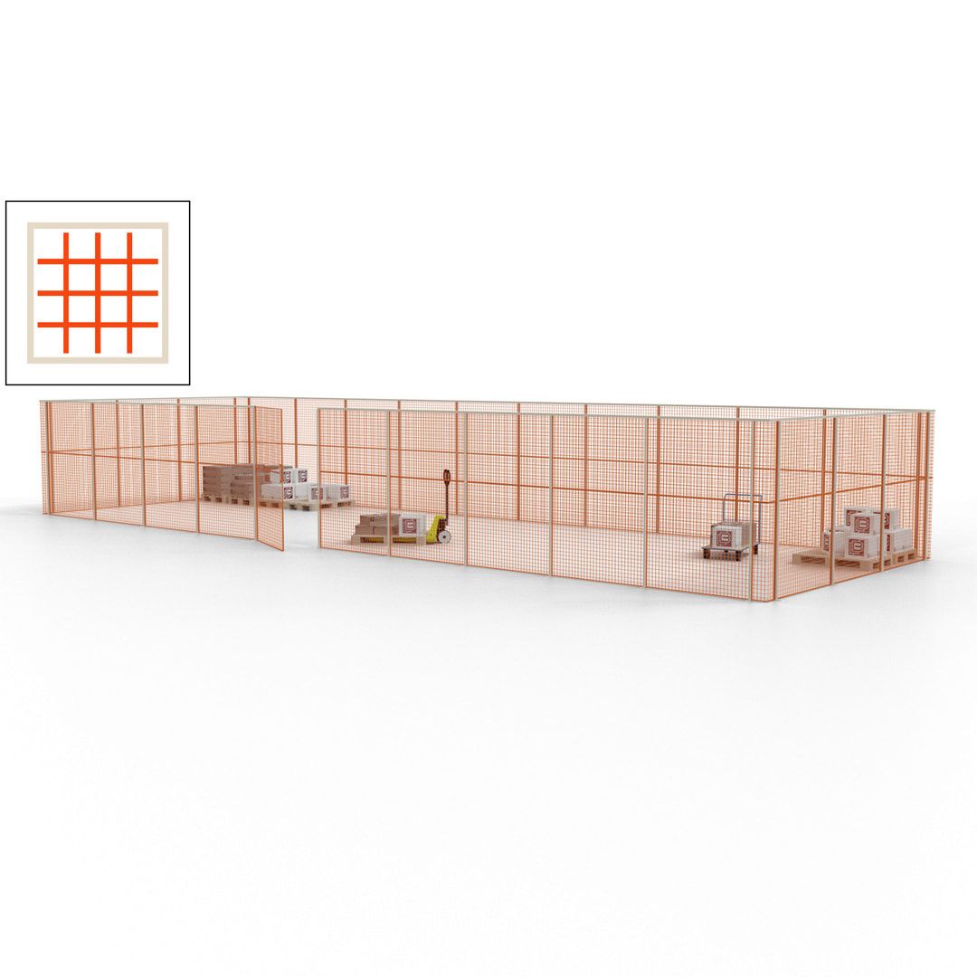 Maschinen Schutzgitter - Hallentrennwand - Sicherheitszaun - Tür - 39 m - 2.200 x 15.400 x 4.900 mm (HxBxT) - enzianblau