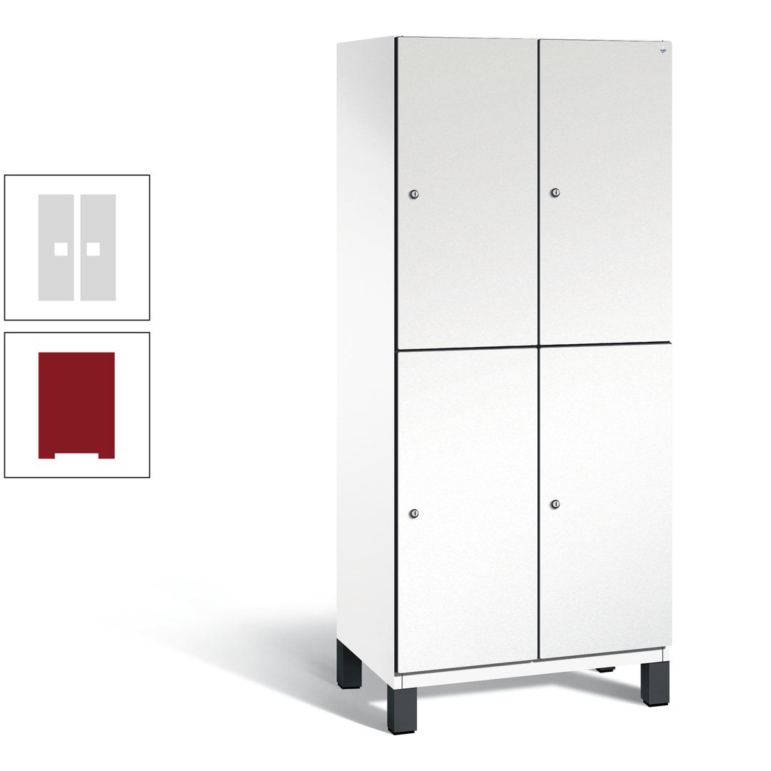 Fächerschrank, Stahlschrank, doppelstöckig, 4 Fächer, Füße, Korpus anthrazitgrau, Tür anthrazitgrau, 1.980 x 800 x 525 mm (HxBxT)