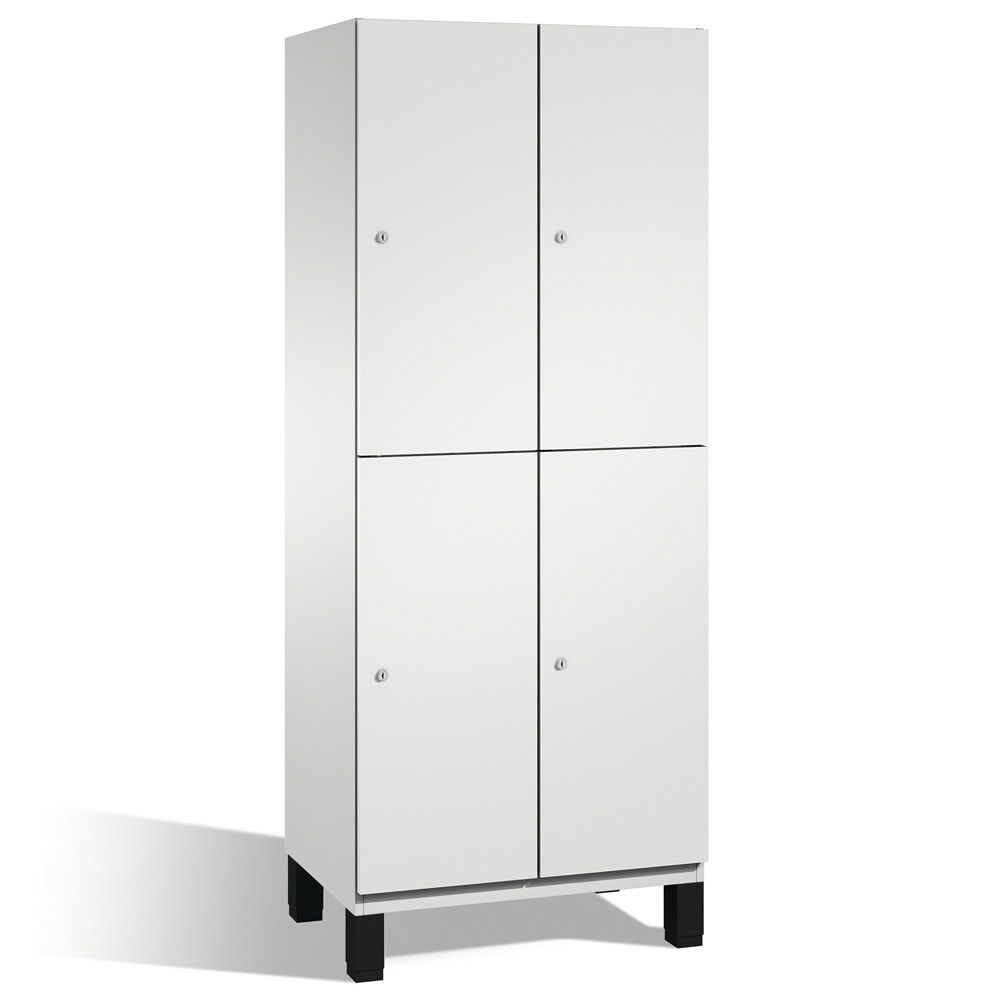Fächerschrank, Stahlschrank, doppelstöckig, 4 Fächer, Füße, Korpus anthrazitgrau, Tür anthrazitgrau, 1.980 x 600 x 525 mm (HxBxT)