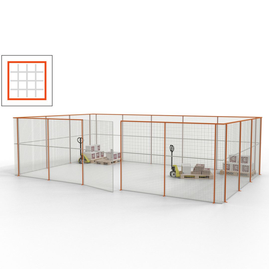Maschinen Schutzgitter - Hallentrennwand - Sicherheitszaun - Tür - 22 m - 2.200 x 7.900 x 4.900 mm (HxBxT) - enzianblau