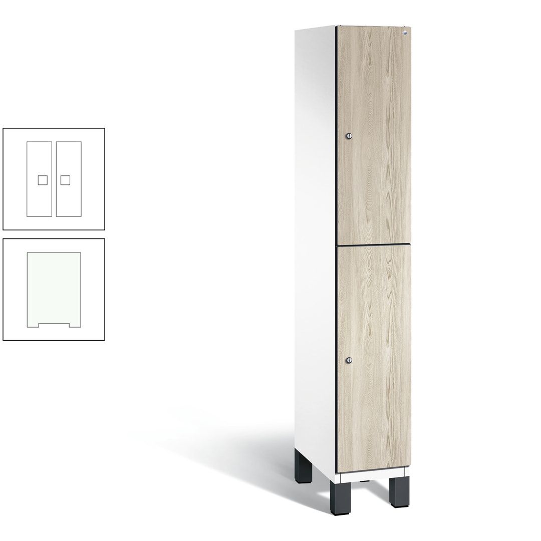 Fächerschrank, Garderobenschrank, mit Füßen, 1 Abteile, 1.980 x 300 x 525 mm (HxBxT), Korpus anthrazitgrau, Tür Donau-Ahorn