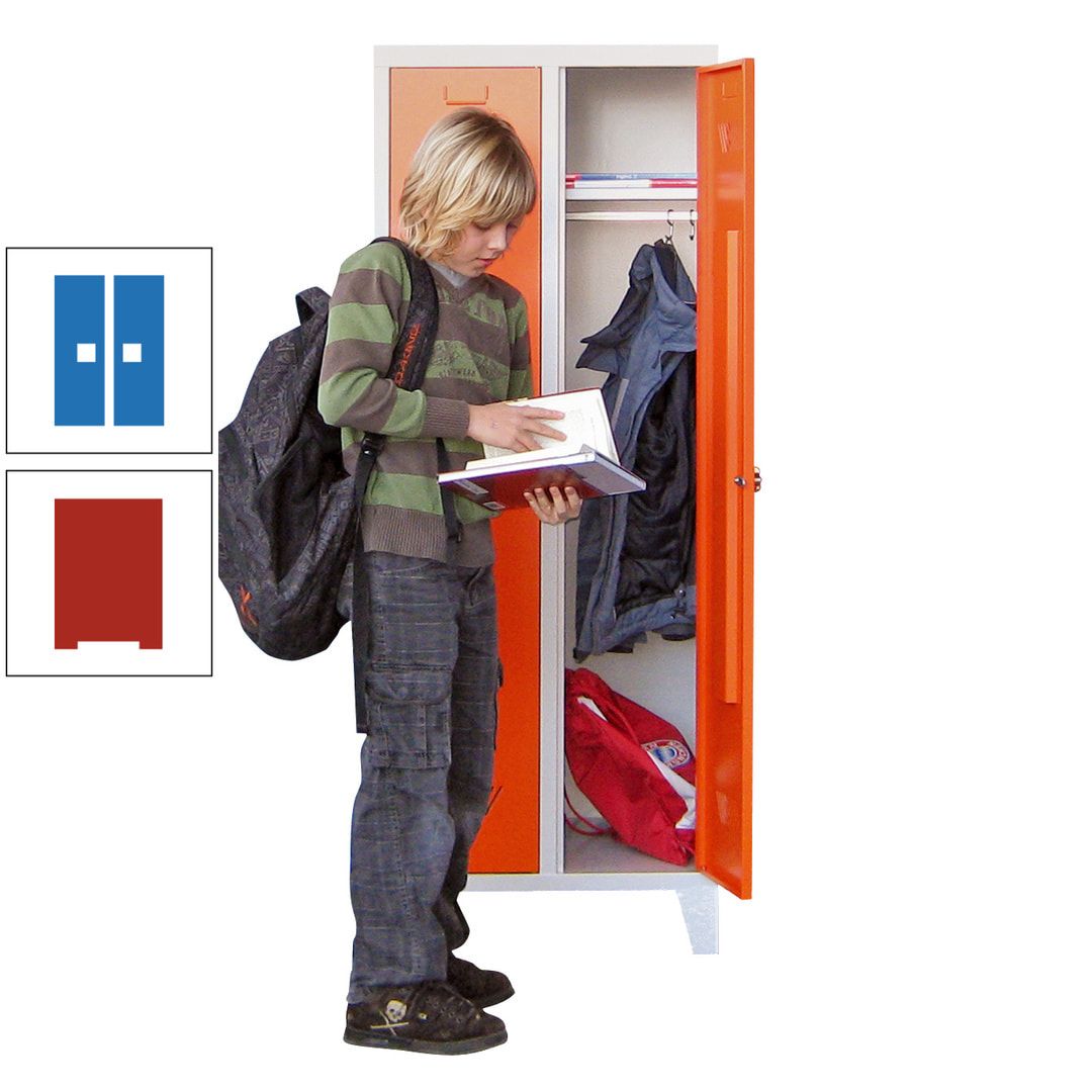Spindschrank f. Schulen - mit Füßen - Höhe 1.600 mm - 3 Abteile a 300 mm - Drehriegel - anthrazitgrau