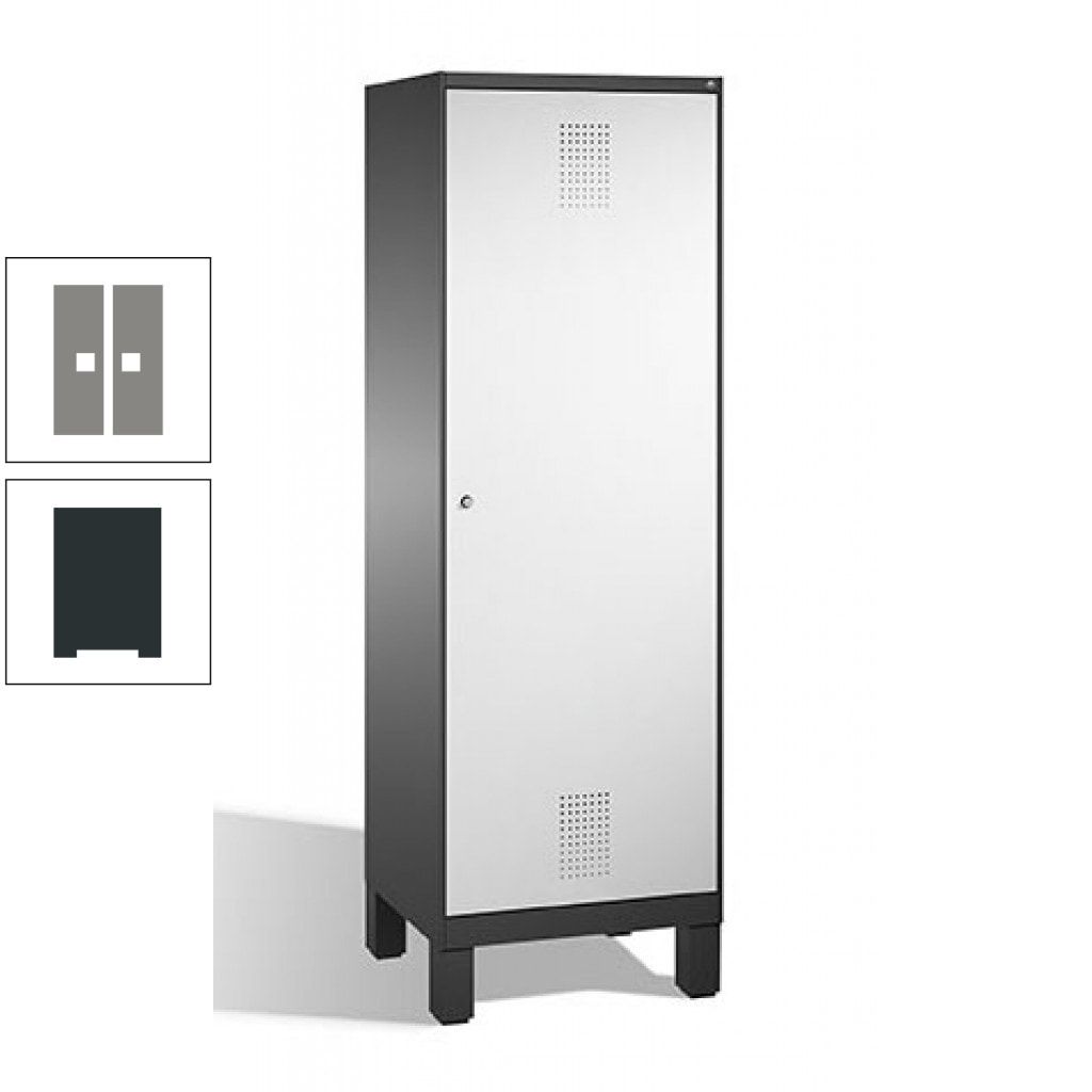 Doppel-Spind, Garderobenschrank, 1 Tür für 2 Abteile a 300 mm, Korpus anthrazitgrau, Türen anthrazitgrau, 1.850 x 600 x 500 mm (HxBxT)