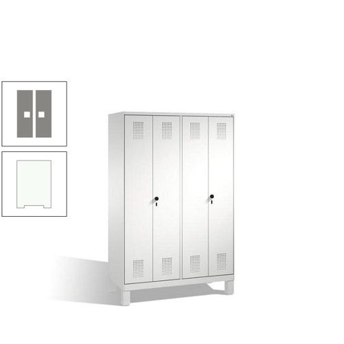 Doppel-Spind, Doppeltüren, Garderobenschrank mit Füßen, 4 Abteile a 300 mm, Korpus anthrazitgrau, Tür anthrazitgrau, 1.850 x 1.200 x 500 mm (HxBxT)