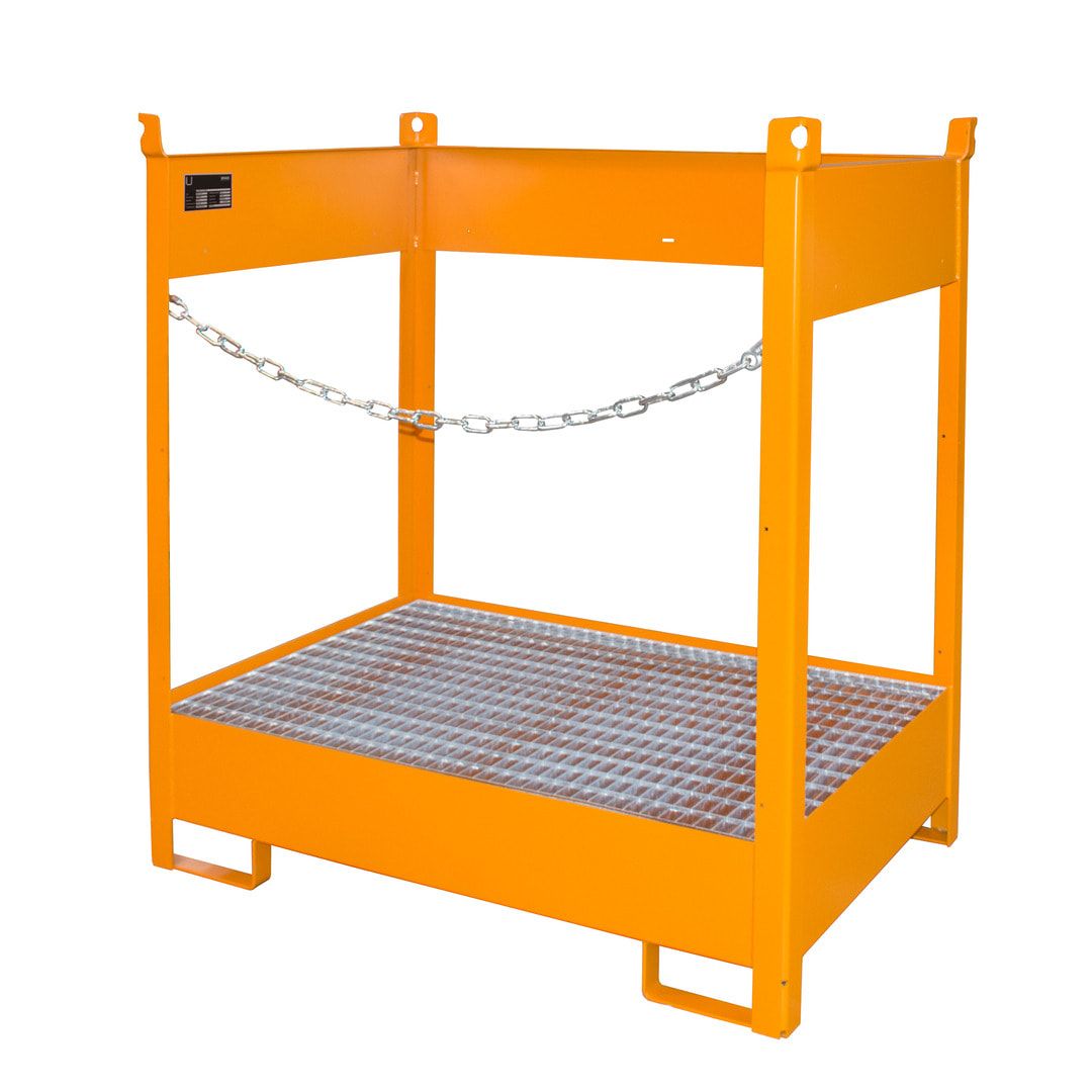 Fass-Stapelpalette - für 2 x 200-l-Fässer - Volumen 210 l - 1.495 x 1.410 x 920 mm (HxBxT) - offene Seiten - feuerrot
