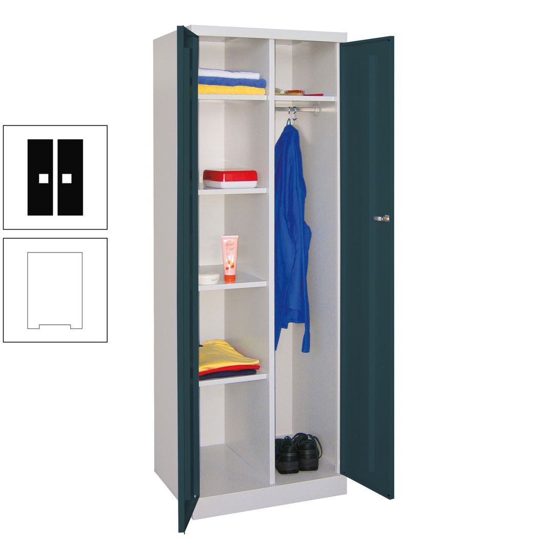 Kleiderschrank mit Sockel - Spind - 1 Abteil mit Trennwand - 1.800x600x500 mm (HxBxT) - Zylinderschloss - anthrazitgrau