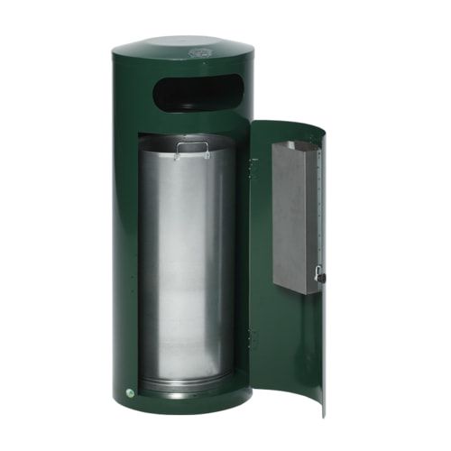 Abfallsammler mit Ascher, Volumen 70 l, 1.045 x 420 x 420 mm (HxBxT), Antik-silber, Mülleimer mit Aschenbecher, Abfallbehälter