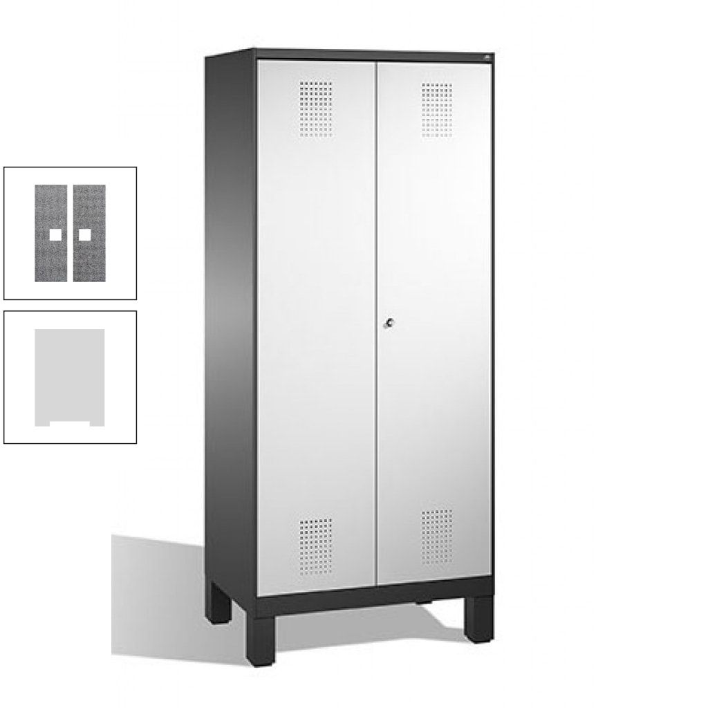 Mehrzweckschrank, Doppeltüren, auf Füßen, 2 Abteile a 400 mm, Korpus anthrazitgrau, Tür anthrazitgrau, 1.850 x 800 x 500 mm (HxBxT)