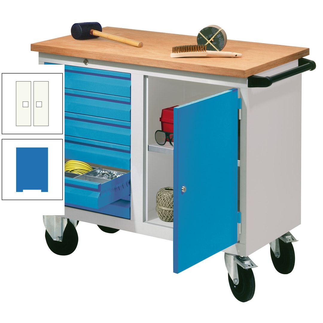 Mobile Werkbank - Werkstattwagen - 915 x 1.090 x 600 mm - 6 Schubladen und Schrankfach - anthrazitgrau