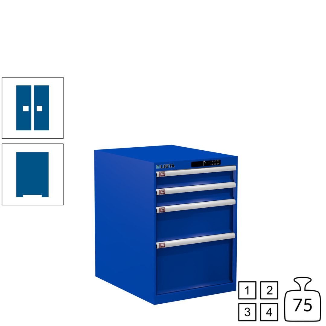 Lista Schubladenschrank - 14.371.010 - 800x564x725 mm (HxBxT) - 4 Schubladen - 75 kg - Key Lock - lichtblau (RAL 5012)