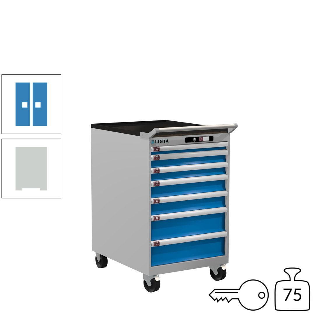 Lista Schubladenschrank - 14.372.010 - 990 x 564 x 725 mm (HxBxT) - 7 Schubladen - 75 kg - Key Lock - lichtblau (RAL 5012)