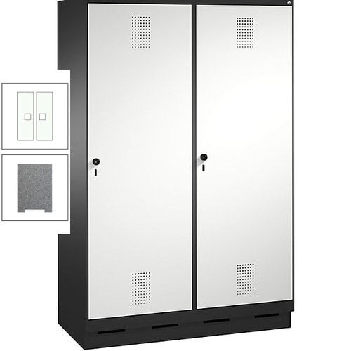 Doppel-Spind, Garderobenschrank, 2 Türen für 4 Abteile a 300 mm, Korpus anthrazitgrau, Türen anthrazitgrau, 1.800 x 1.200 x 500 mm (HxBxT)