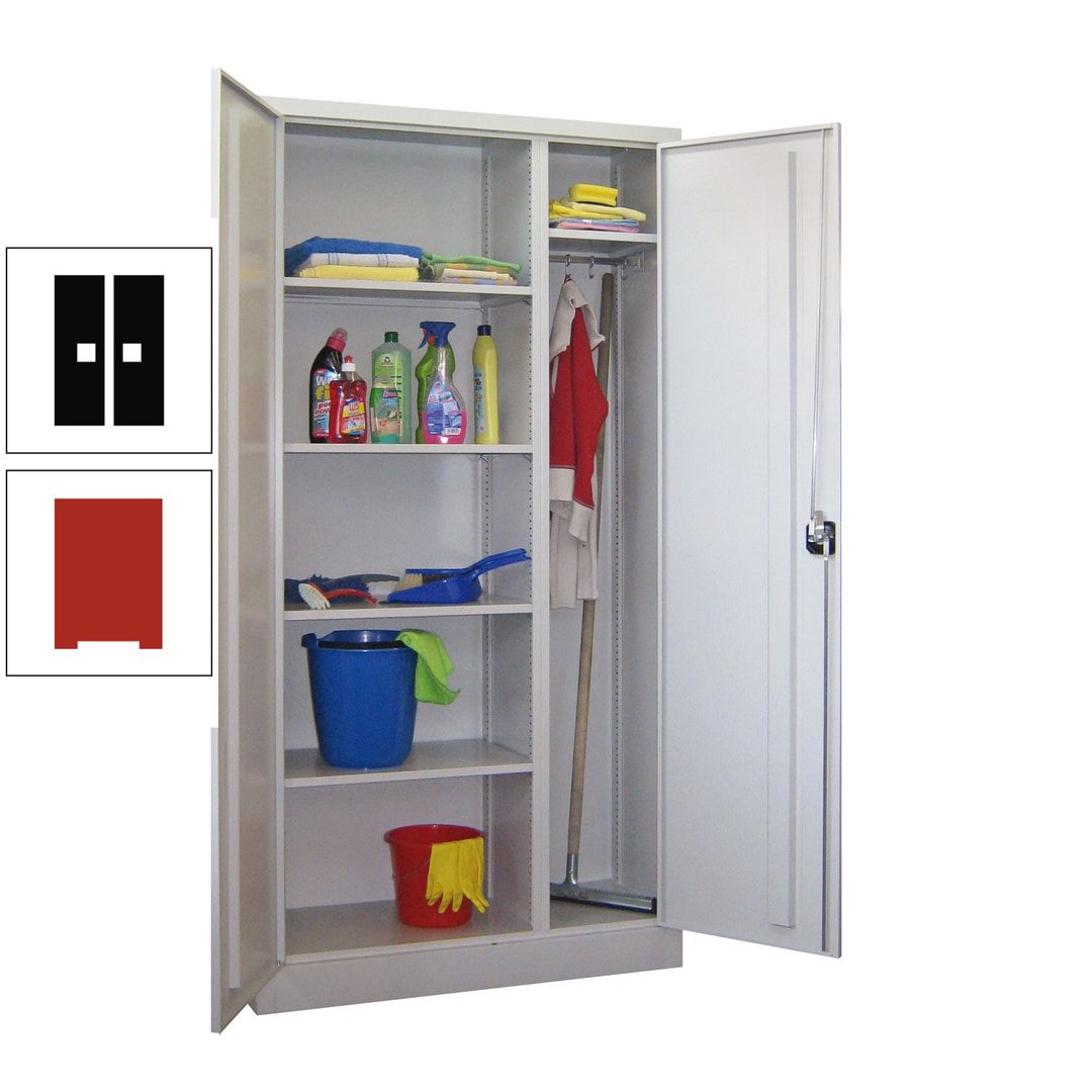 Putzschrank mit Trennwand - 1.950x1.000x400 mm (HxBxT) - Böden pulverbeschichtet - anthrazitgrau