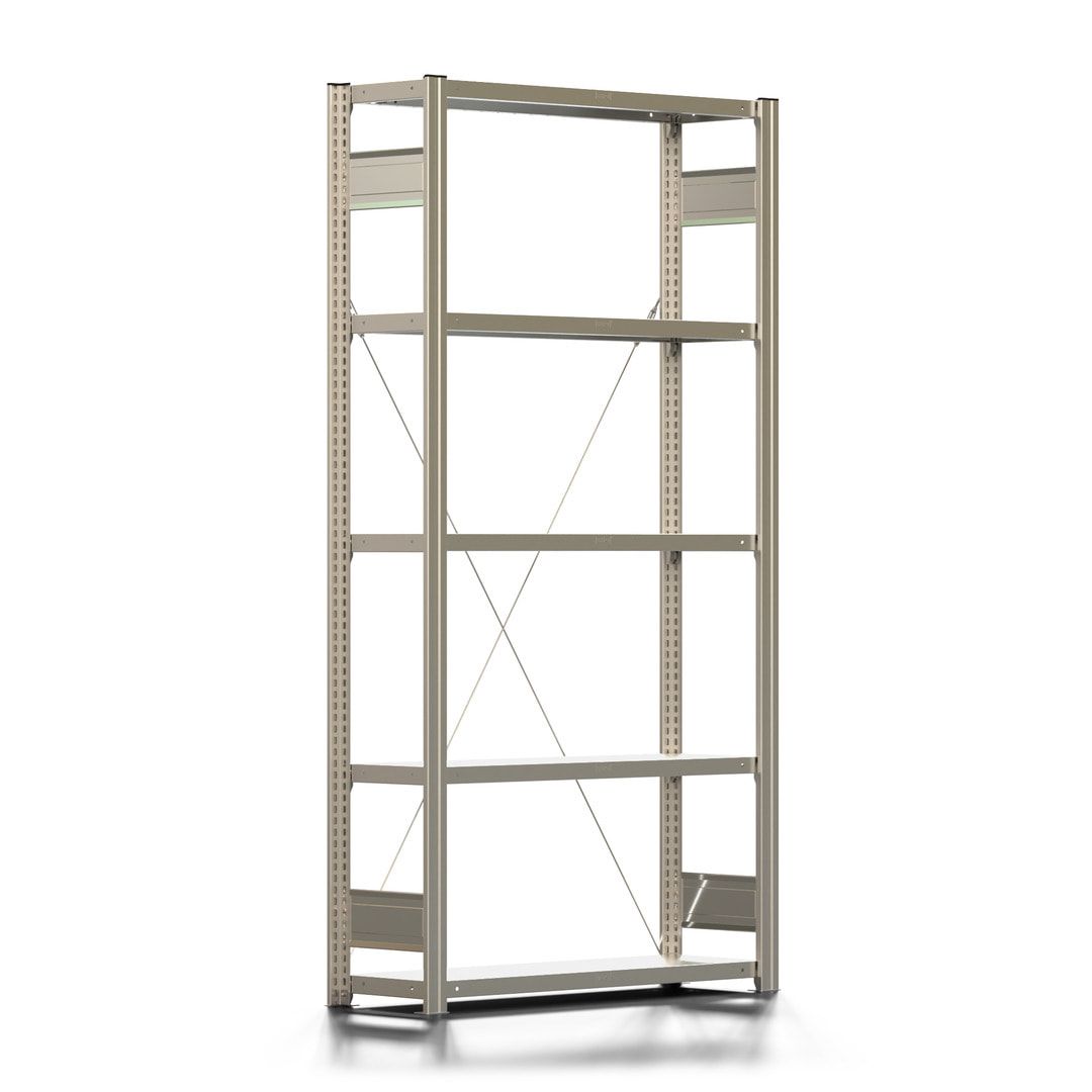 Fachbodenregal mit Tiefenriegel - 150 kg - 2.000 x 1.005 x 300 mm (HxBxT) - Anbauregal - Rahmen enzianblau - Böden verzinkt - BERT