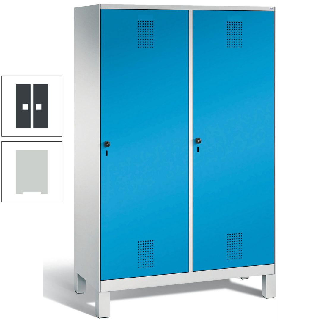 Doppel-Spind, Garderobenschrank, 2 Türen für 4 Abteile a 300 mm, Korpus anthrazitgrau, Türen anthrazitgrau, 1.850 x 1.200 x 500 mm (HxBxT)