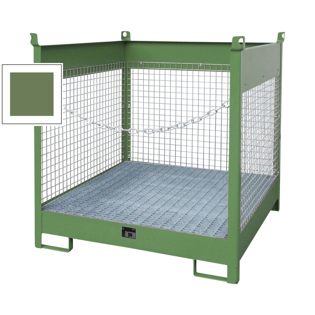Fass-Stapelpalette - für 4 x 200-l-Fässer - Volumen 220 l - 1.435 x 1.410 x 1.410 mm (HxBxT) - Drahtgitterwände - feuerrot