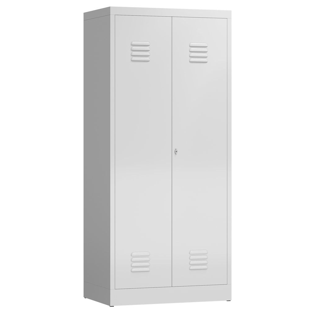 Mehrzweckschrank, Garderobenschrank, 2 Abteile, 6 Fächer, 1.800 x 800 x 500 mm (HxBxT), Drehriegel, Stahl, Korpus: lichtgrau, Front: anthrazitgrau