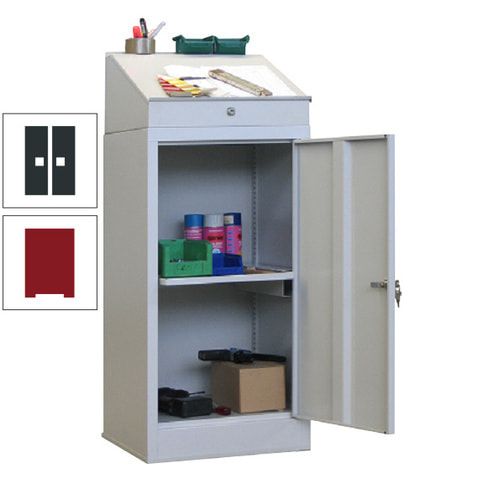 Stehpult mit Schrank - Vollblechtür - Zylinderschloss - 1 Ausziehboden - 1.270x500x500 mm (HxBxT) - anthrazitgrau