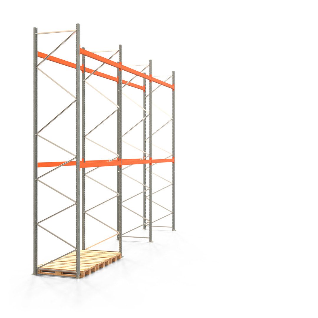 Palettenregal ARTUS - 3 Ebenen - Fachlast 2.100 kg - 5.500 x 11.225 x 1.100 mm (HxBxT) - 4 Felder - Schwerlastregal