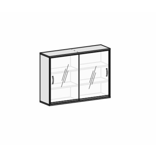 Glas-Schiebetürenschrank, Schiebetürschrank, satiniert, Mittelseite, 4 Böden, 3 Ordnerhöhen, 1.152 x 1.200 x 425 mm (HxBxT), Korpusfarbe Ahorn