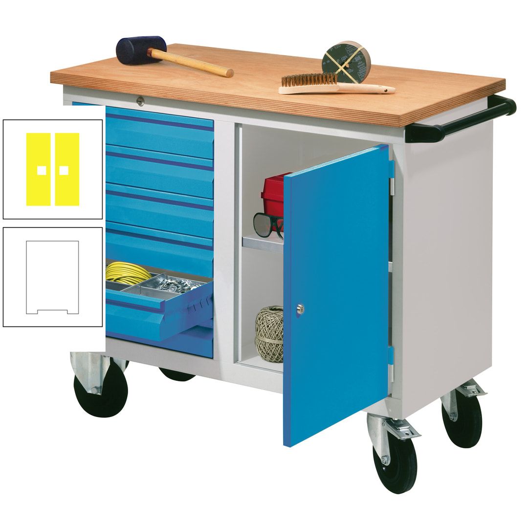 Mobile Werkbank - Werkstattwagen - 915 x 1.090 x 600 mm - 6 Schubladen und Schrankfach - anthrazitgrau