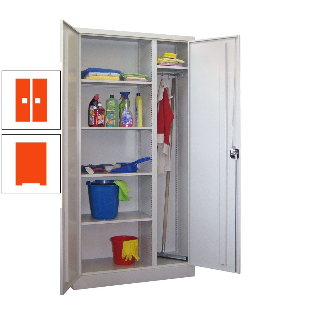 Putzschrank mit Trennwand - 1.950x1.000x400 mm (HxBxT) - Böden pulverbeschichtet - anthrazitgrau