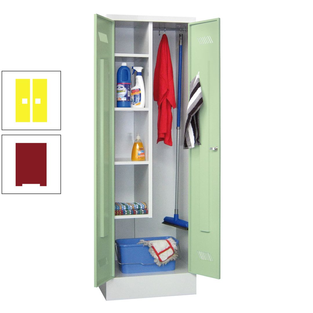 Putzschrank mit Sockel - 1 Abteil mit Trennwand - 1.850x600x500 mm (HxBxT) - Drehriegel - anthrazitgrau
