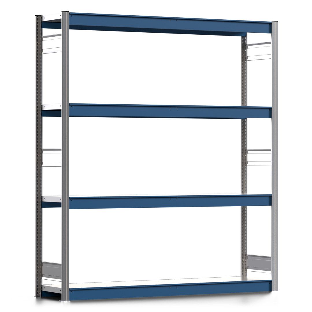 Weitspannregal EMIL - 2.000 x 1.750 x 400 mm (HxBxT) - Fachlast 400 kg - Anbauregal - Stahlfachböden - Lagerregal