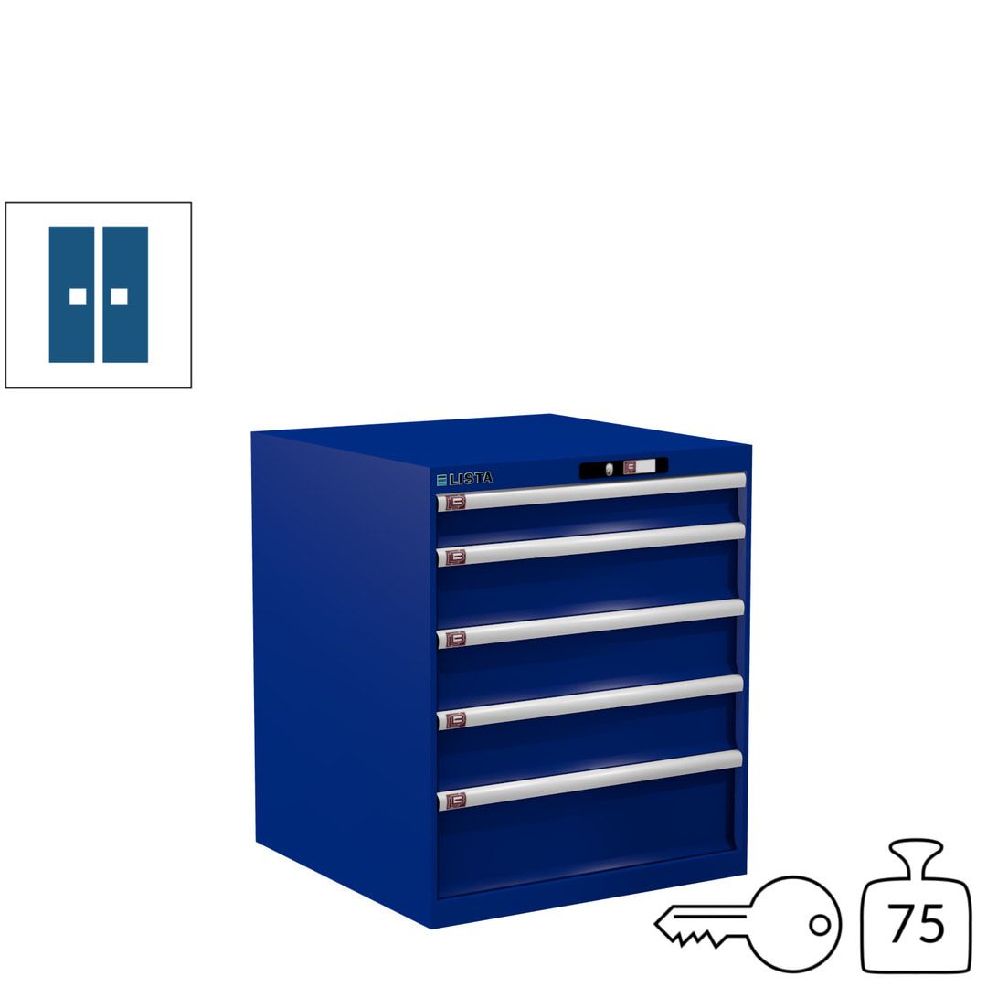 Lista Schubladenschrank - 14.410.010 - 850x717x725 mm (HxBxT) - 5 Schubladen - 75 kg - Key Lock - lichtblau (RAL 5012)
