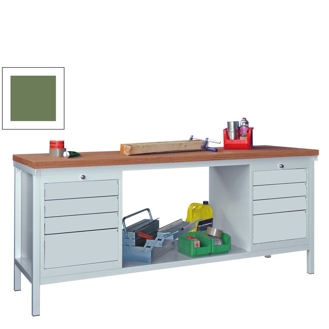 Werkbank - 2 Schubladenblöcke - 900 x 2.000 x 700 mm (HxBxT) - anthrazitgrau