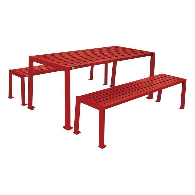 Sitzgarnitur aus Stahl - verzinkt und beschichtet - 750 x 1.800 x 798 mm (HxBxT) - Farbe enzianblau