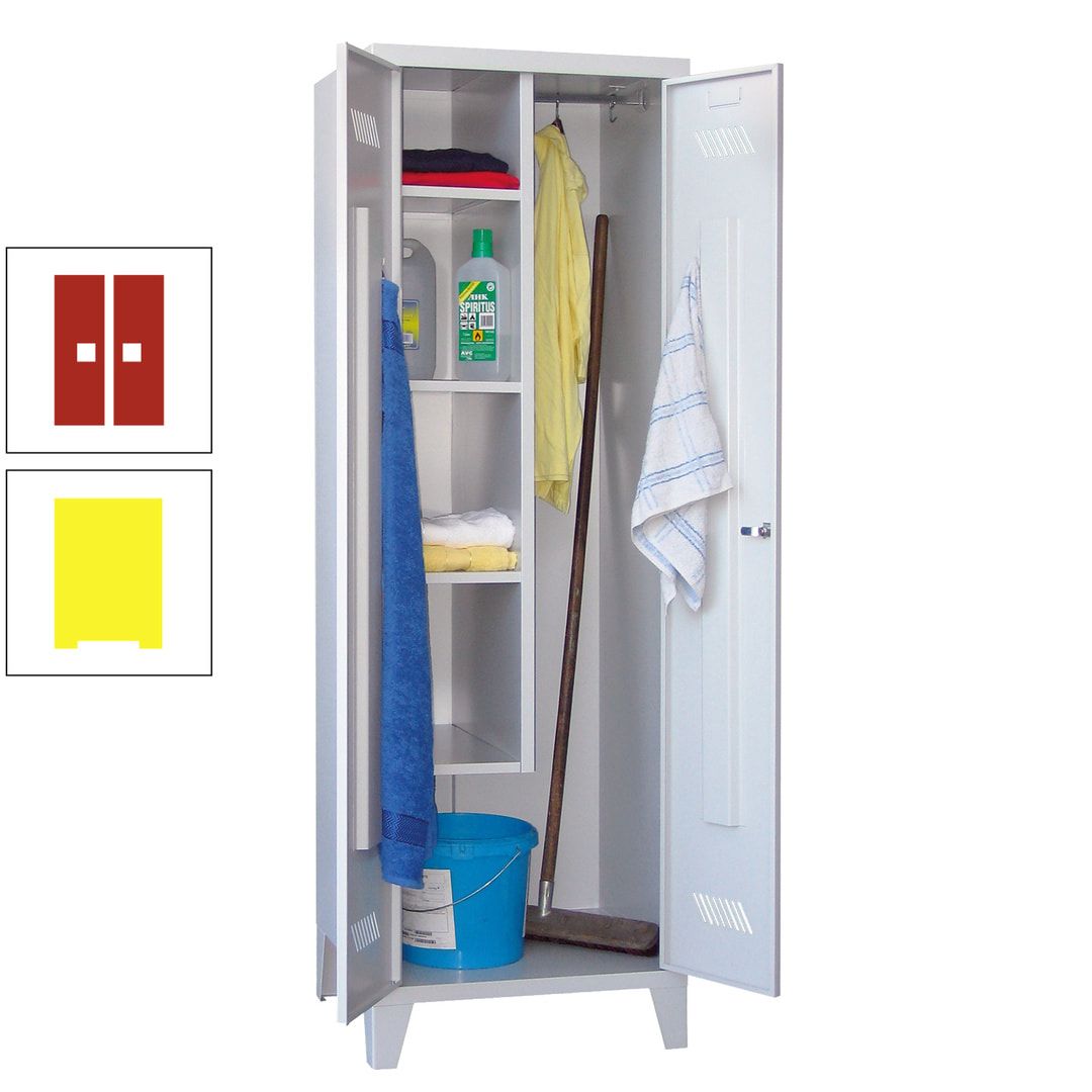 Putzschrank mit Füßen - 1 Abteil mit Trennwand - 1.850x600x500 mm (HxBxT) - Drehriegel - anthrazitgrau