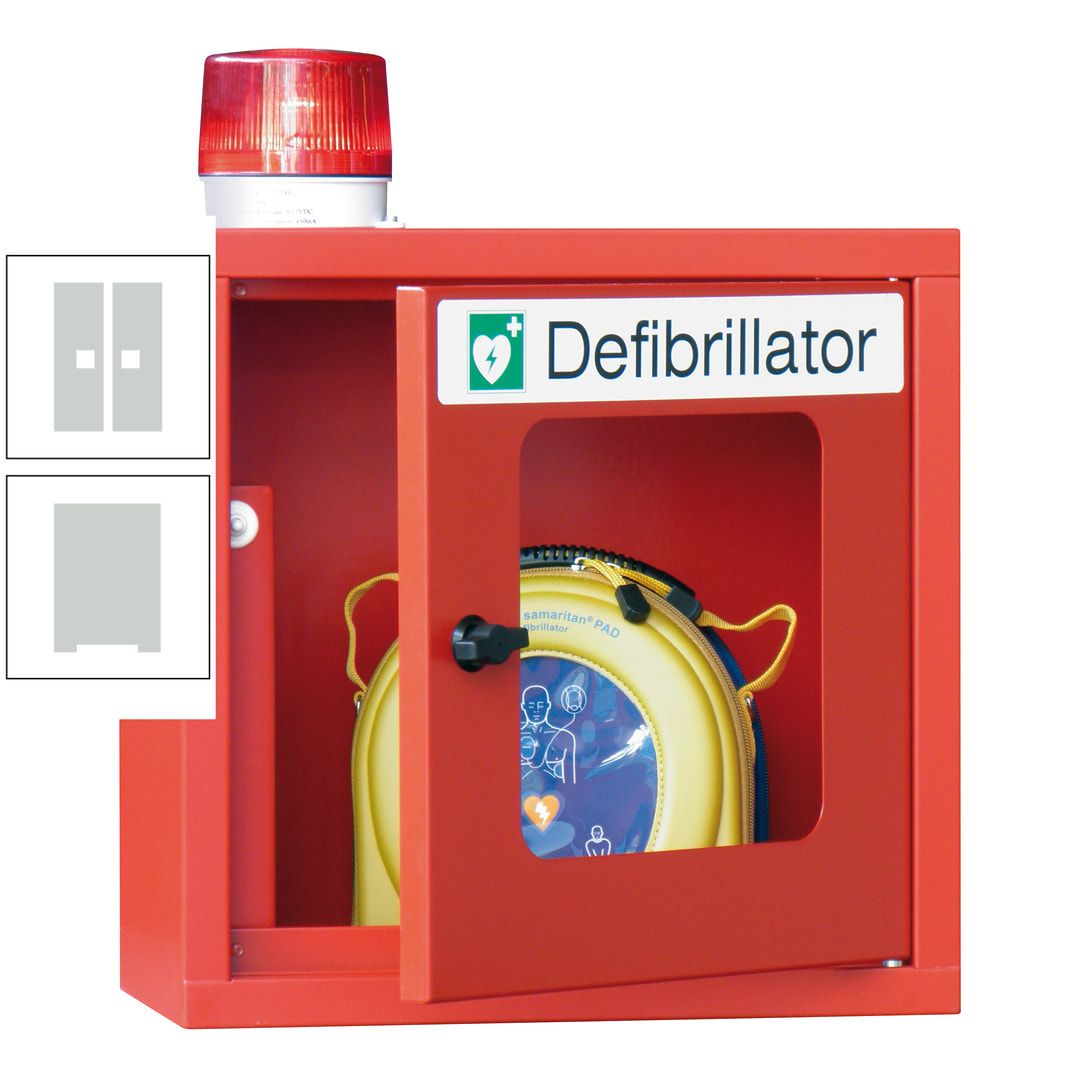 Defibrillatorenschrank mit akustischem und optischem Alarm - 490 x 400 x 200 mm (HxBxT) - Sichtfenster - anthrazitgrau