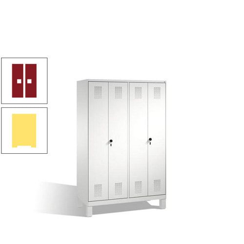 Doppel-Spind, Doppeltüren, Garderobenschrank mit Füßen, 4 Abteile a 300 mm, Korpus anthrazitgrau, Tür anthrazitgrau, 1.850 x 1.200 x 500 mm (HxBxT)