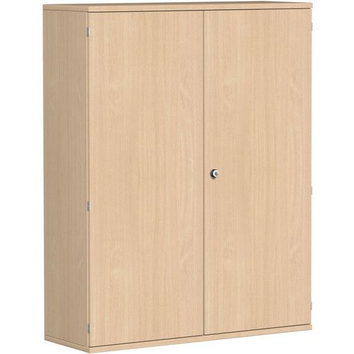 Flügeltürenschrank, Holztüren, 4 Ordnerhöhen, 3 Dekor-Einlegeböden, 1.536 x 1.000 x 425 mm (HxBxT), Frontfarbe Ahorn, Korpusfarbe Ahorn