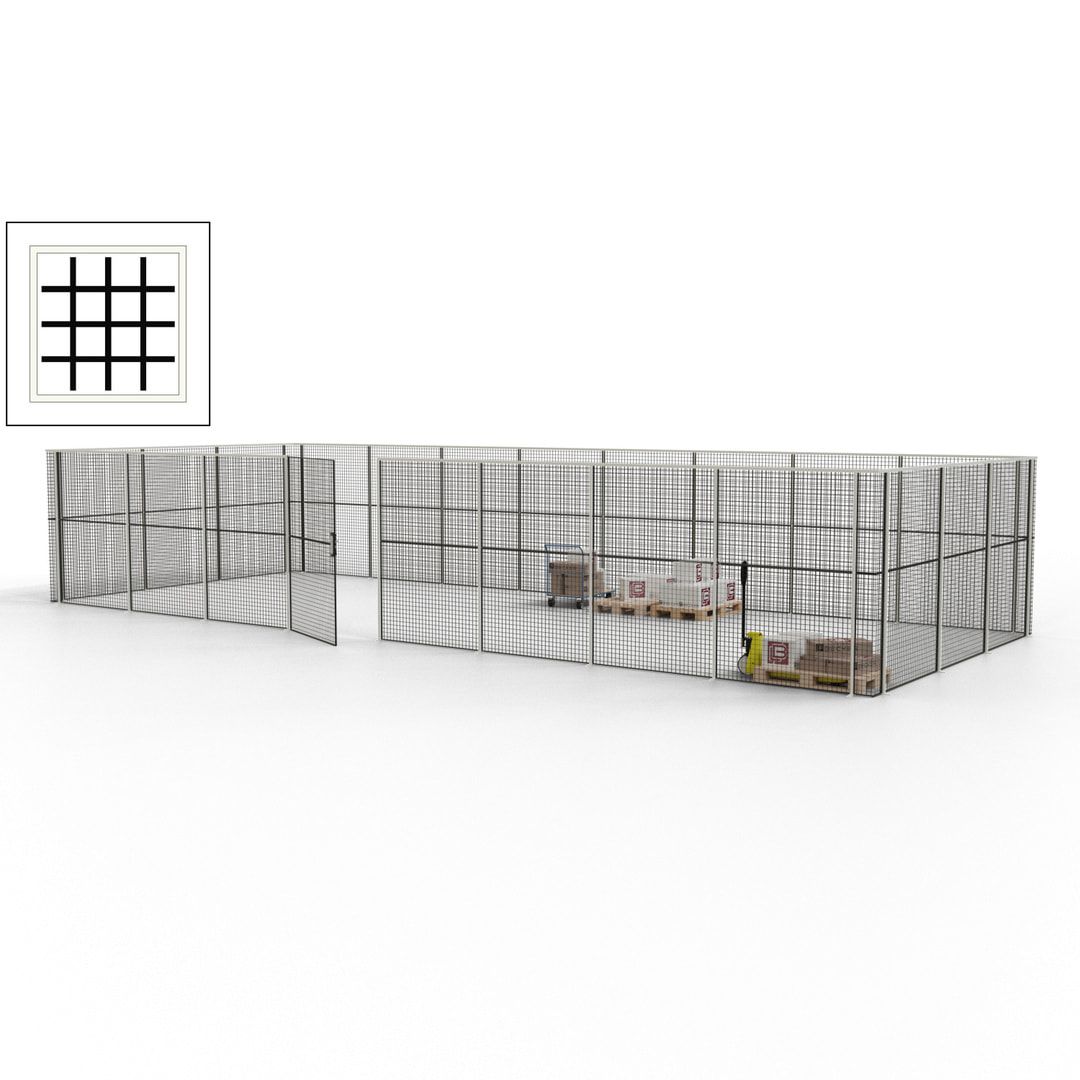 Maschinen Schutzgitter - Hallentrennwand - Sicherheitszaun - Tür - 33 m - 2.200 x 12.400 x 4.900 mm (HxBxT) - enzianblau