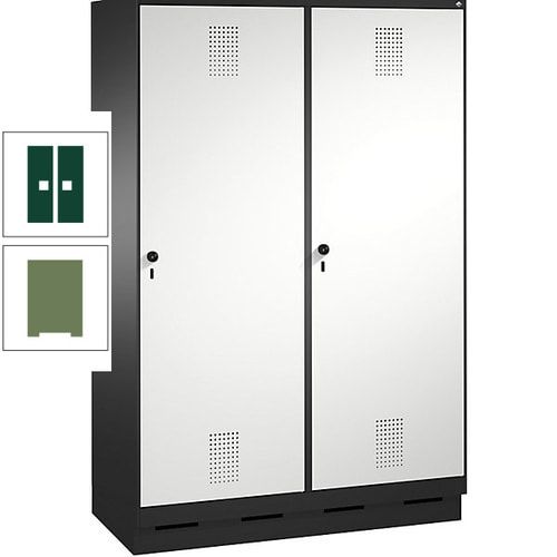 Doppel-Spind, Garderobenschrank, 2 Türen für 4 Abteile a 300 mm, Korpus anthrazitgrau, Türen anthrazitgrau, 1.800 x 1.200 x 500 mm (HxBxT)