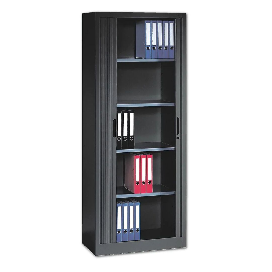 C+P Omnispace, Rollladenschrank, Aktenschrank, Büroschrank, Stahlschrank, abschließbar, 4 Fachböden, Farbe lichtgrau, 1.980 x 1.000 x 420 mm (HxBxT)