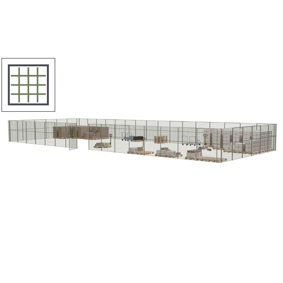 Maschinen Schutzgitter - Hallentrennwand - Sicherheitszaun - Tür - 66 m - 2.200 x 24.400 x 9.400 mm (HxBxT) - enzianblau