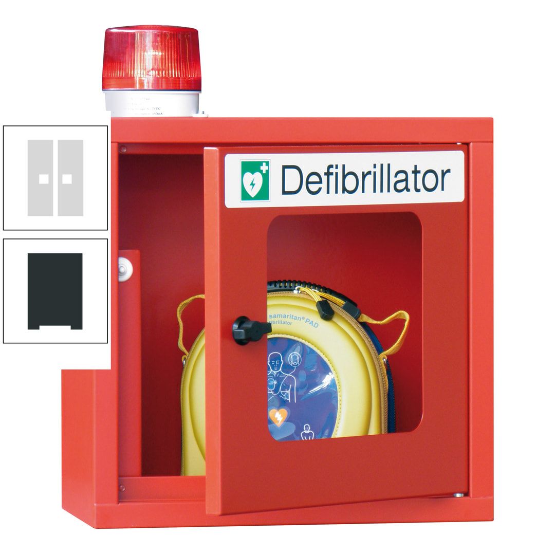 Defibrillatorenschrank mit akustischem und optischem Alarm - 490 x 400 x 200 mm (HxBxT) - Sichtfenster - anthrazitgrau